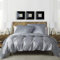 Bettwäsche 135x200cm 4teilig Grau Hellgrau Satin Glänzend Seiden Einfarbig Glatt Luxus Bettwäsche-sets Glanzsatin Bettwäsche Bettbezüge Set Einzelbett mit Reissverschluss und Kissenbezüge 80x80 cm