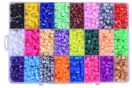 Hama Beads Set - 4800pcs, 24 Colors, 5mm DIY Art Craft Toys, Iron Beads, Melting Kit & Storage Case