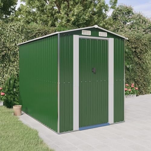 Iiaky Geräteschuppen Grün 192x274x223 cm Verzinkter Stahl GartengeräTehaus Metall Kleines Gartenhaus GartenhüTte GeräTeschuppen Lagerzelt
