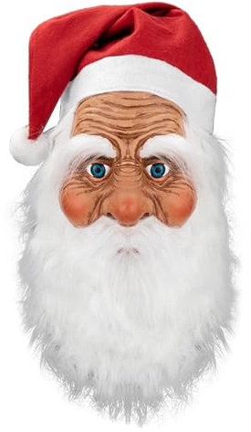 Yugugomo Herren Weihnachtsmann Maske, Weihnachtsmann Maske Mit Plüschbart Weihnachten, Weihnachts Latex Maske, Faschingsmaske Karnevalsmaske Weihnachtsmaske, Für Verkleidung