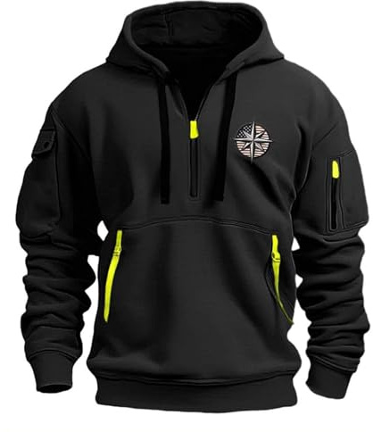 Hoodie Herren Oversize Winter Dicke Kapuzenpulli Casual Sweatshirt Hip Hop Outdoor Kapuzenpullover Personalisierte Hoodie Langarm Pullover mit Taschen Kordelzug 2024 Winter Pulli