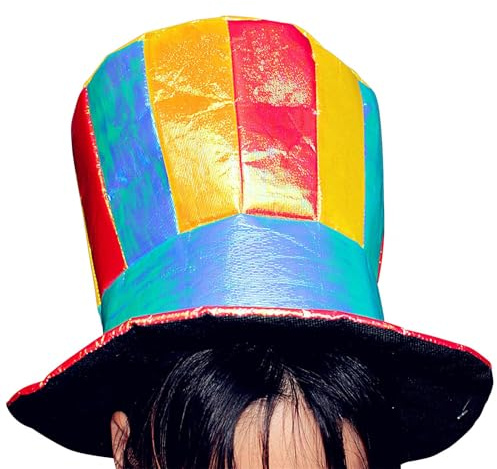 Naqqios Clown Zylinder Hut - Regenbogen Streifen Zylinder Hut, Verrückter Clown Hut Erwachsene Verrückter Zylinderhut | Erwachsene Regenbogen Kostüm Zylinderhut