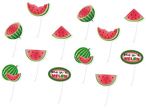JOINPAYA 12 Piezas De Insertos De Pastel De Sandía Decoración De Para Fiesta De Sandía Decoración De Con Tema De Frutas Palitos De Brocheta Para Bebidas Cumpleaños De