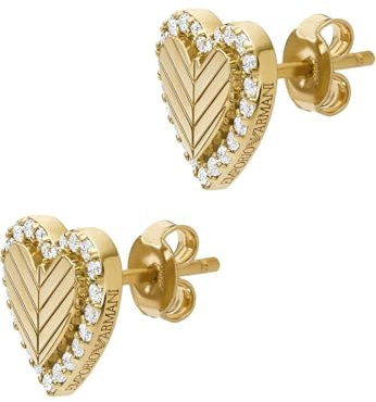 Emporio Armani Damen Ohrringe aus Edelstahl oder Halbedelsteinen mit Push-Back-Verschluss, Goldener Sand