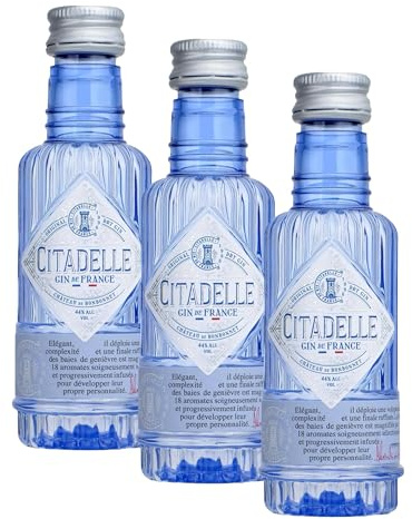 Citadelle, Gin Original Dry Mignon 50ml, per Gin Tonic Premium, Note Floreali, Agrumate, Speziate, 19 Botaniche, Gin Artigianale Francese Distillato con Metodo a Fiamma Viva, Idea Regalo, 44% Vol.