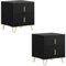 SoBuy Nachttisch 2er Set, Nachtschrank mit 2 Schubladen, Moderner Beistelltisch für Schlafzimmer, Schwarz B40 x T40 x H47 cm FBT115-SCHx2