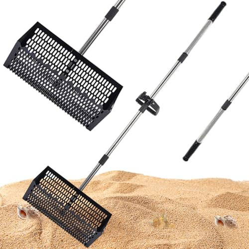 Rake de pulgas de Arena, rastrillo de Arena de Grado Comercial con Mango ergonómico y Dientes de Tiburones Largos y Pesados, para coleccionar pulgas Conchas Marinas