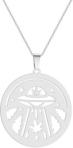 OAUWKEIY Anhänger Halskette Mode Anhänger Halskette UFO Alien Anhänger Halskette Ornamente Modische Anhänger Halskette Schmuck