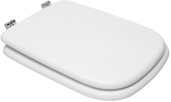 HYDRO HOME Abattant WC compatible Ideal Standard Conca MDF ECO avec charnières inclinées, bois peint laqué (Blanc eur)