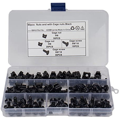 Sosoport 1 Set Cage Screws Insert Nuts for Server Rack Installation Light Weight Resistant Finish Compatible with Server Cabinets Convenient Removable