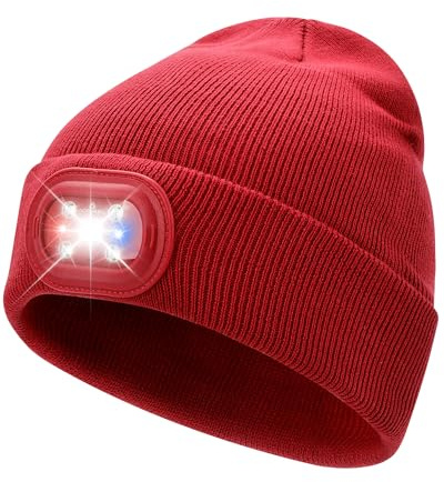 AOPREL LED Beanie Wiederaufladbare Beleuchtete Mütze mit 3 Lichtmodi, Warme Wintermütze für Angeln, Joggen, Camping, Outdoor & Geschenke
