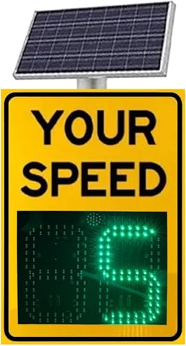 GAYAYAS Panneau de limitation de Vitesse Radar à LED, Panneau de Retour de Vitesse Radar, Installation Facile avec Accessoires complets, pour Calmer la Circulation Yellow-60x75cm/23.6x29.5in