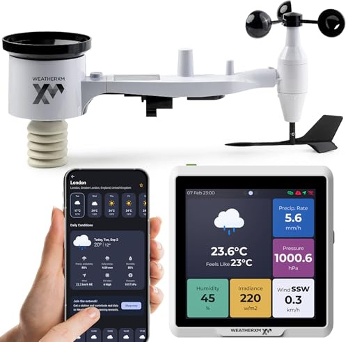 WeatherXM D1 Stazione Meteo WiFi con Display Touchscreen a Colori, 7 Misure