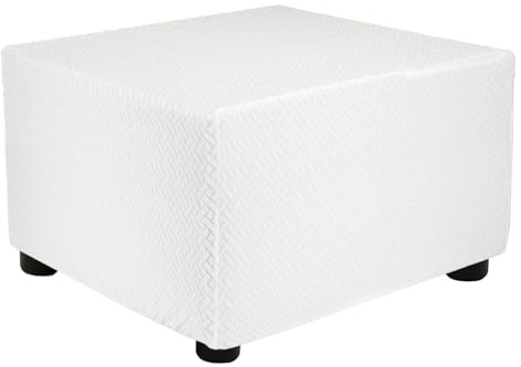 QUARKZMAN 1Stk Ottomane Schonbezug Hockerbezug für Länge 57-70cm Hocker | Weiß Hussen für Fußhocker, Stretch Bezug Waschbar Ottomane Abdeckung Überzug Hocker Protector