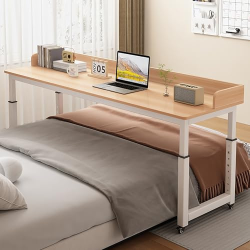 ZYZSY Über-Betttisch Auf Rollen, Laptoptisch höhenverstellbar 77-102cm, Ergonomischer Steh-Sitz Tisch Computertisch, für Wohnzimmer Schlafzimmer Krank(Wood,120 * 40cm/47 * 16in)