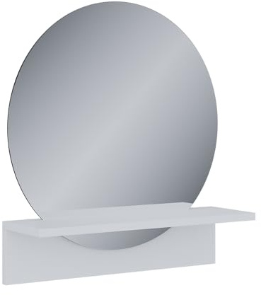 Vicco Badezimmerspiegel Elyra, Weiß, 50 x 54.5 cm | mit Ablage, zur Wandmontage geeignet für den täglichen Gebrauch