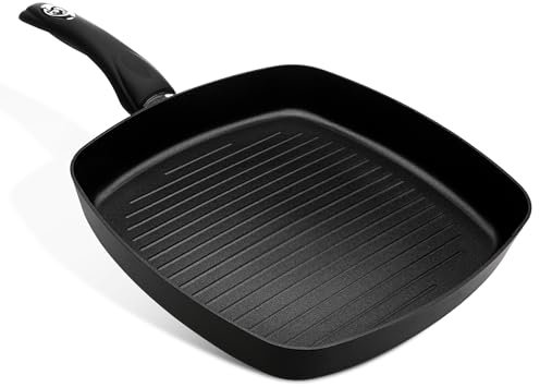 Premium 28 Centimeter Square Grilling Pan - Induction, Dishwasher Safe, Non-Stick, Easy to Clean