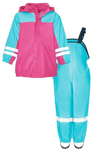 Playshoes Unisex Kinder Regen-anzug Mit Fleece-futter Warmer Wasserdichter Matschanzug Regenbekleidung, Türkis, 98 EU