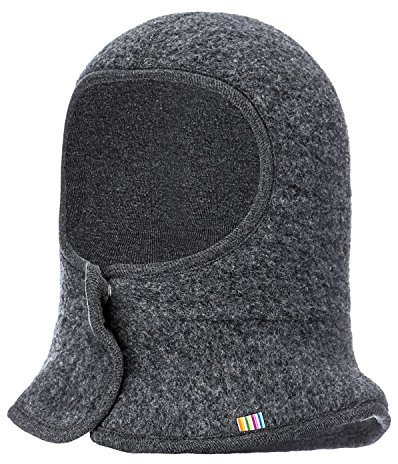 Joha Baby Kinder Unisex Schalmütze aufknöpfbar Balaclava Merino-Wolle, Größe:54, Farbe:koks Melange