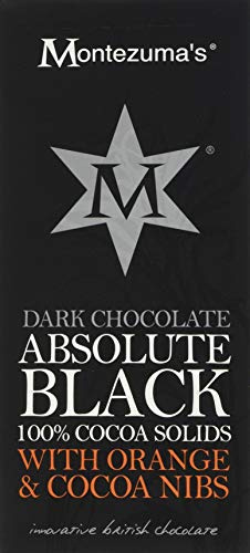Montezuma's Absolute Black 100 Percent Cocoa Nibs and Orange Bar, 100 g, Pack of 6