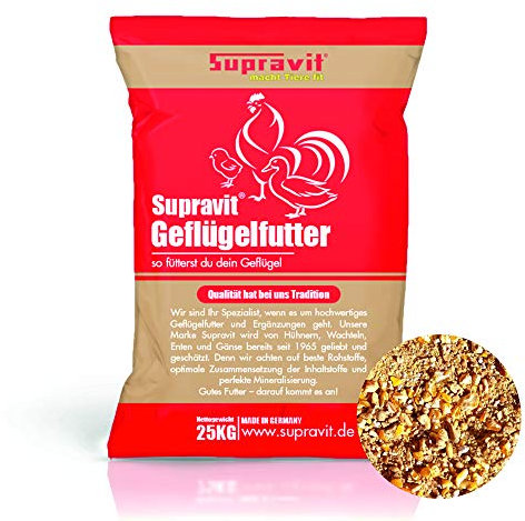 Supravit Legemehl für Hühner 25kg | GVO - Gentechnik frei | für stabile Eierschalen und hohe Legeleistung | hochwertiges mehrfach gereinigtes Legekorn für Legehennen