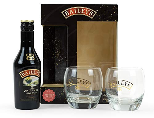 Baileys Gift Set - Irish Cream Liqueur 20cl, 2x Branded Glasses - Official Baileys Miniature and Tumbler, Alcohol Gift Sets for Women, Mum Gifts, Birthday, Christmas
