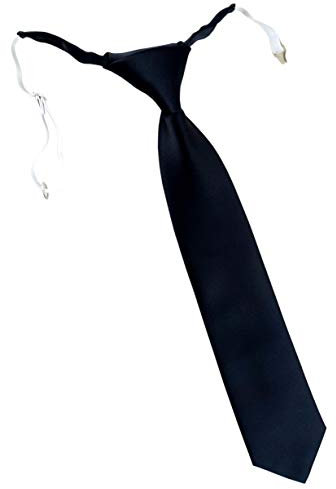 TigerTie Designer Security Sicherheits Krawatte in schwarz einfarbig Uni - vorgebunden mit Gummizug in weiß