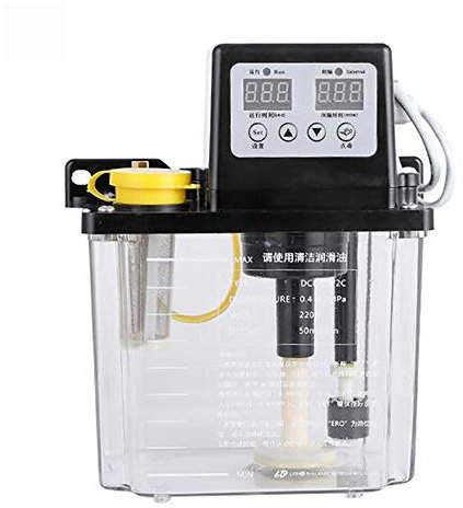 Toplionace 220V Automatische Schmierpumpe, 1L/2L Elektromagnetische Ölpumpe Doppel Digitalanzeige Drehbank Öler (2L, ohne Manometer)