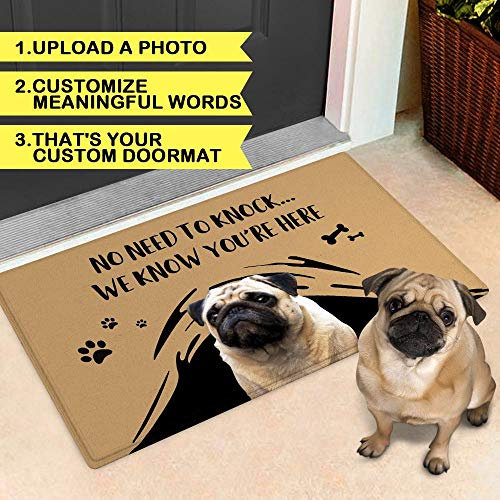 VEELU Personalized Door Mat for Front Door Outdoor Dog Pet Funny Custom Welcome Photo Doormat Outside Inside Modern Farmhouse Decor Unique Gift Idea for New Home Realtor Wedding Closing Housewarming