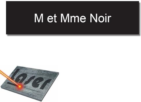 Plaque gravée pour nom boîte aux lettres autocollante 10x2,5cm personnalisée 1 à 3 lignes Noir