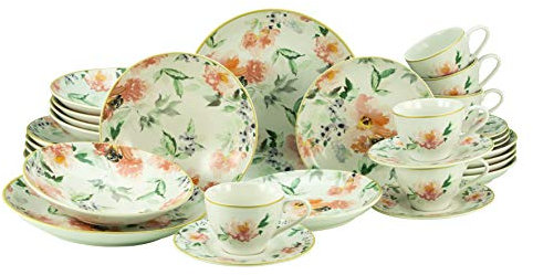 CreaTable, 33002, Serie Gabriella, Geschirrset, Kombiservice 30 teilig, Steinzeug