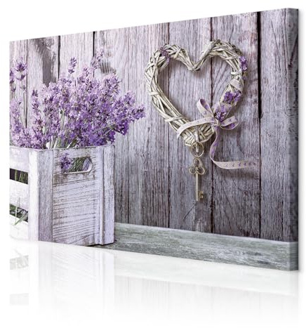 decomonkey Wandbilder Blumen Natur 90x60 cm 1 Teilig Leinwandbilder | Strukturleinwand, Holzkeilrahmen, Bild auf Leinwand, Kunstdruck, Wanddeko, Wohnzimmer, Wanddekoration, Lavendel