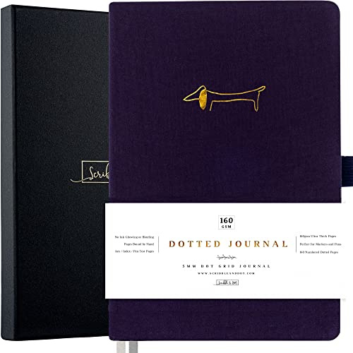 Scribble & Dot® Bullet Planner – Gepunktetes Notizbuch | A5 Ultra Dickes 160g/m² Papier – Premium Gepunktetes Notizbuch für Künstler und Kreative, Enthält Stift-Testseiten (Marineblau)