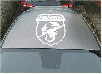 SCOOBY MAD Abarth 500 595 695 - Adesivo per cofano del tetto, misura grande, colore: bianco