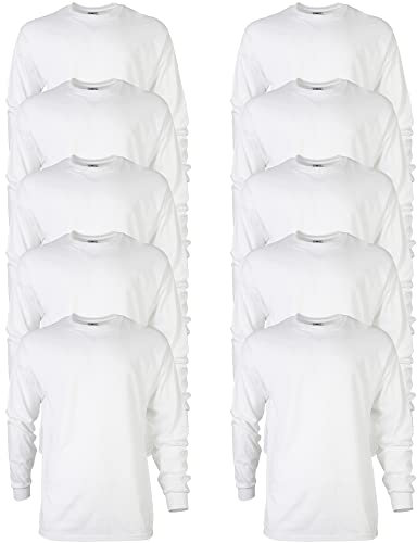 GILDAN Men's, Ultra Cotton Long Sleeve T-Shirt, Style G2400, White, M