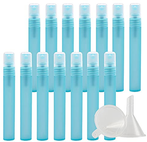 ZEOABSY 20 Pièces 10ml Vaporisateur Vide, Mat Bleu Petits Vaporisateur en Plastique, Flacon Spray Vide, Atomiseur Parfum, Bouteilles avec Pompe de Pulvérisation de Voyage