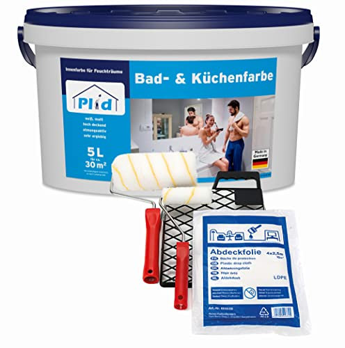 Plid Peinture de qualité supérieure pour salle de bain et cuisine - Blanc - 5 l