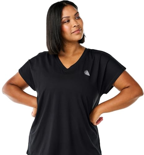 Zizzi Active V-Neck T-Shirt - Plus Size Damen Sportshirt, Lockeres Trainingsshirt Mit V-Ausschnitt, Kurzarm, Elastisches Material, Große Größen Damen