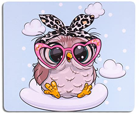 AOKSUNOVA Tapis de Souris Petit avec Motif Chouette - Tapis de Souris Mignon - Tapis de Souris Animaux - 24 x 20 cm