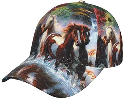 Whuanlo Süße Lama Baseball Cap Verstellbar Trucker Hut Sonnenhut Outdoor Hut Kappe Unisex, Pferde, One size