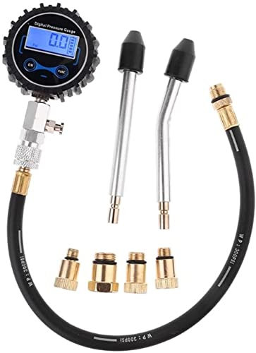 SHALOLY Digitaler Gasmotor-Zylinder-Kompressionstester-Werkzeugsatz Auto-Motorrad-Manometer mit Adapter