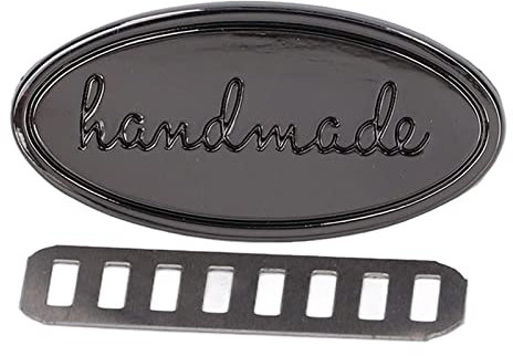 Tissting 5 Stück Hand Made Briefetikett, Metall Handmade Tag, Knöpfe Legierung Retro Metall Tag, Kleider Etiketten Anhänger Tags Handwerk Tags mit Löcher für DIY Kleidung Hüte Charms(Schwarz)
