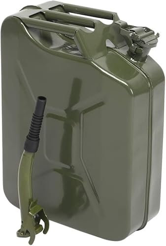 Bonnlo Bidon d'essence en acier lanimé à froid 20L avec bec verseur, bidon pour carburant étanche carré en métal pour essence avec bec verseur, accessoire d'automobile