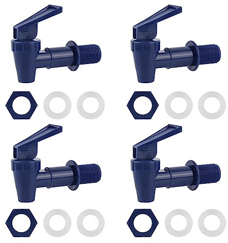 4 Pack Universal Beer Bucket Faucets, Wine Barrel Bucket Faucets Taps, Plastic Push Handle Beverage Dispenser Faucets for Hot Cold Water Beer Wine Juice Bottle Bucket (Blue)