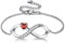 CERSLIMO Bracelet infini pour femme en argent 925 or rose avec cœur rouge, bleu, vert, zircone, cadeau de fête des mères, anniversaire, Saint-Valentin, pour petite amie, femme, fille, maman, 17.0