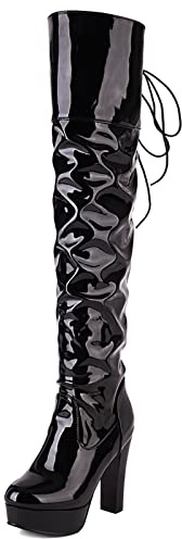 Gicoiz Donna Moda Sopra Il Ginocchio Stivali Morbidi Tacco Alto Boots