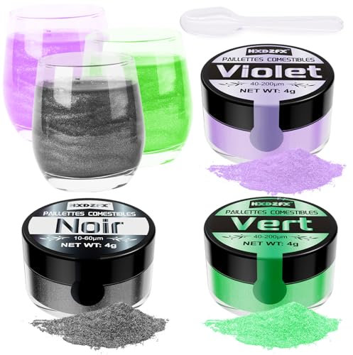 Paillettes Comestibles - 3 Couleurs Paillette Alimentaire pour Gâteaux, Paillettes Alimentaires pour Boissons, Gâteaux, Chocolats, Muffins, Vodka, Cocktail, Crème