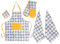 Olivia Rocco Kitchen Sets Apron Double Oven Gloves Towel Set Heat Resistant Oven Mitts Pot Holder for Home Kitchen Baking and Cooking Pack of 5, Summer Ochre