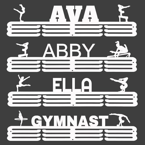 Personalisierter Medaillen-Aufhänger mit Namens-Präsentationsständer – Weißes Metall, für Sport-Rennschilder, Abzeichenhalter für Wandmontage, organisieren und präsentieren, hält bis zu 60 Medaillen