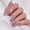 JUSTOTRY 24 Stück Glitter Einfarbig Nägel Zum Aufkleben Kurz,Silber Mandel Press on Nails Muster,Glossy Oval Kunstnägel Fake Nails Mittel,French Fingernägel Künstliche Nägel für Frauen